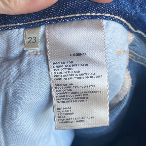 NWT L’AGENCE Olga High Rise Cigarette Jean With Cuff in Amarillo Wash, size 23 - Picture 10 of 10